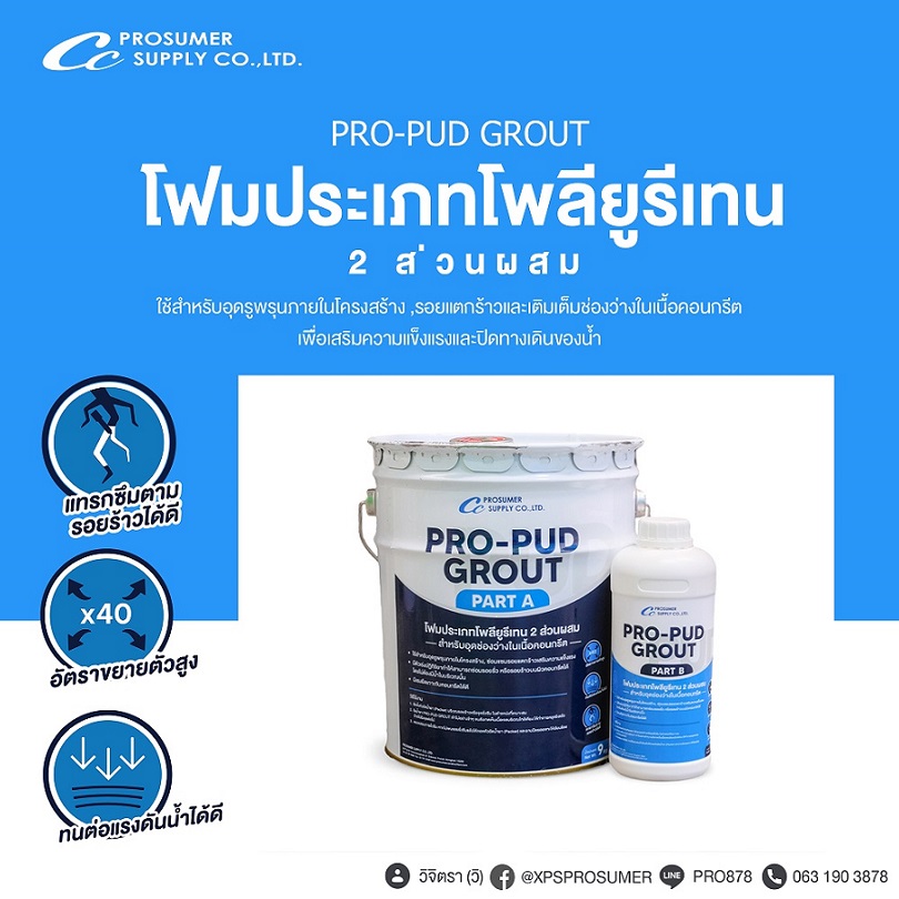  โฟมโพลียูรีเทน 2ส่วนผสม สำหรับอุดช่องว่างในเนื้อคอนกรีต (PRO-PUD GROUT)